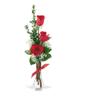 Triple Rose Bud Vase by Rich Mar Florist