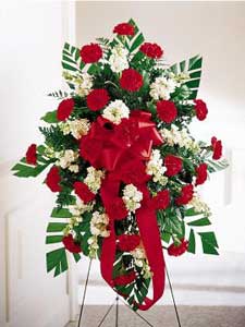 Red & Ivory Standing Spray by Rich Mar Florist