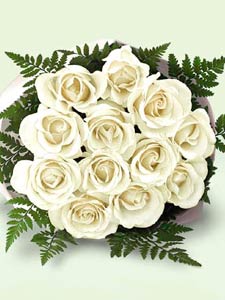 Dozen Favorite White Roses Wrapped by Rich Mar Florist