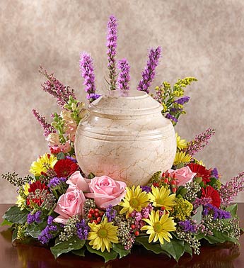 Wildflower Urn Wreath by Rich Mar Florist