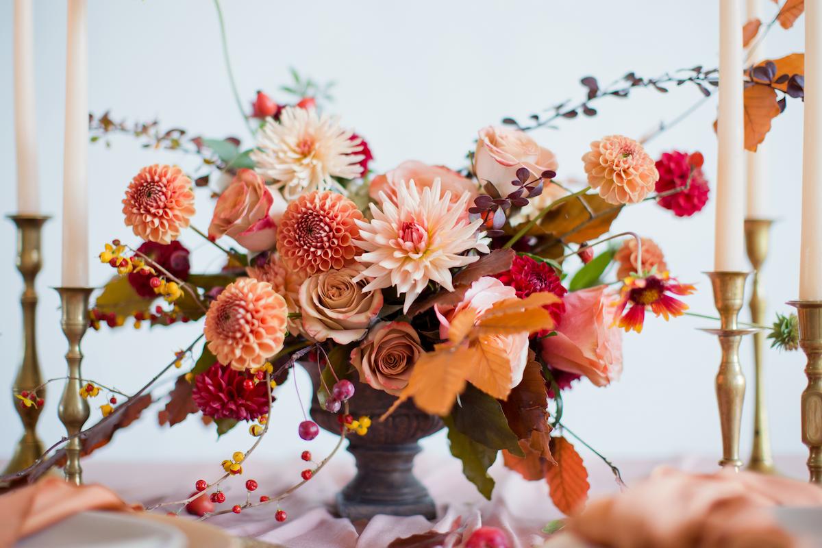 Autumn bouquet in vintage vase